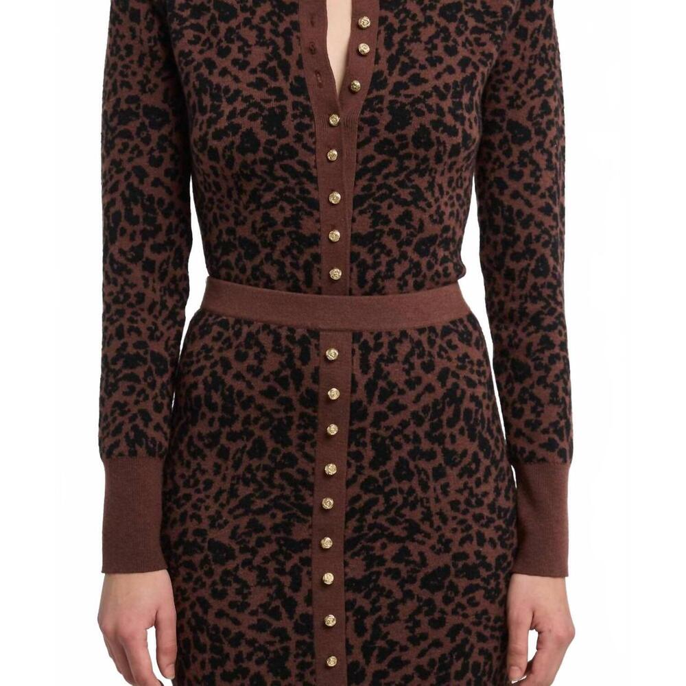 NEW GENERATION LOVE tulum jacquard cardigan in brown/black